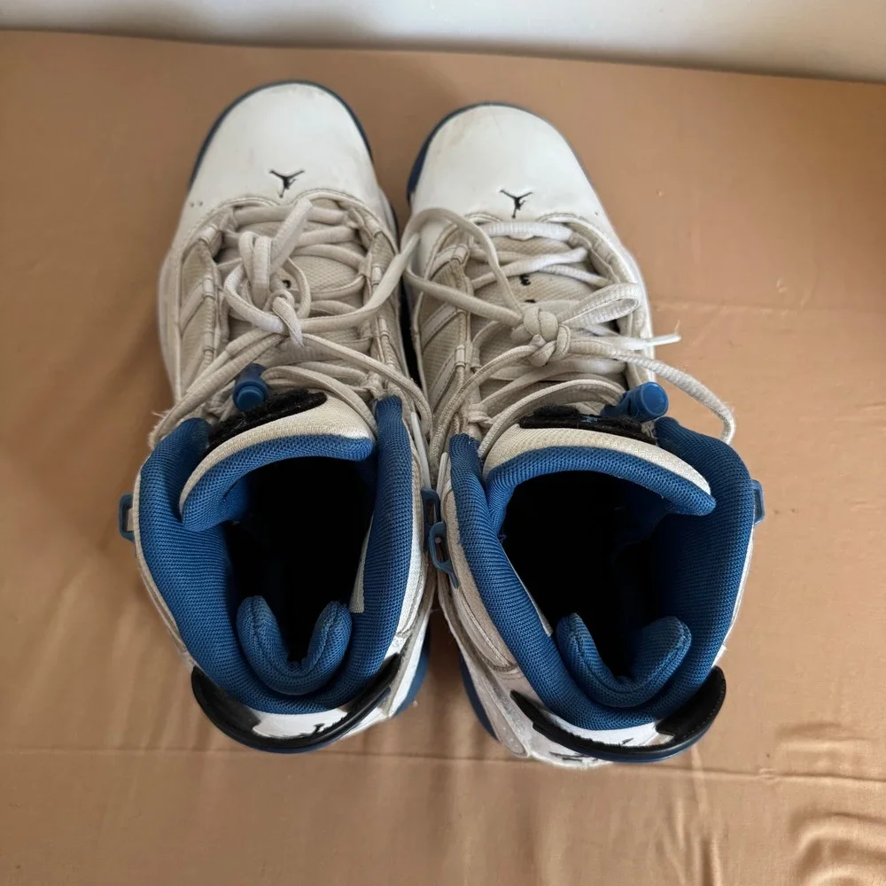 Air Jordan 6 Rings White Blue Mens Basketball Shoes‎ Sneakers Size 8.5